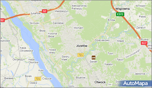 mapa Józefów powiat otwocki, Józefów powiat otwocki na mapie Targeo