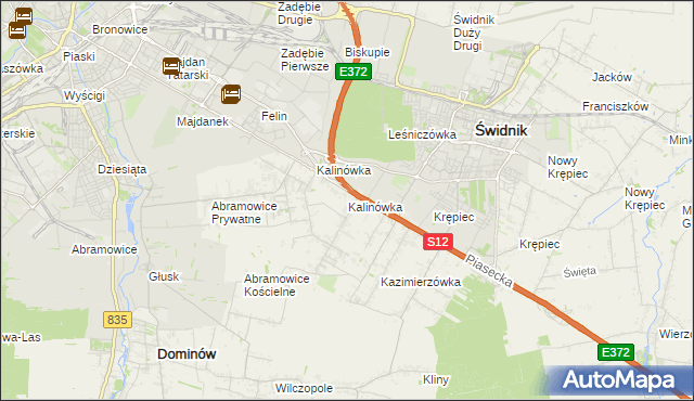 mapa Kalinówka gmina Głusk, Kalinówka gmina Głusk na mapie Targeo