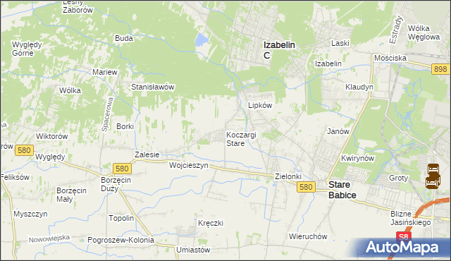 mapa Koczargi Stare, Koczargi Stare na mapie Targeo