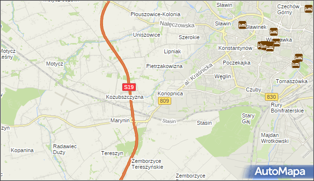 mapa Konopnica powiat lubelski, Konopnica powiat lubelski na mapie Targeo