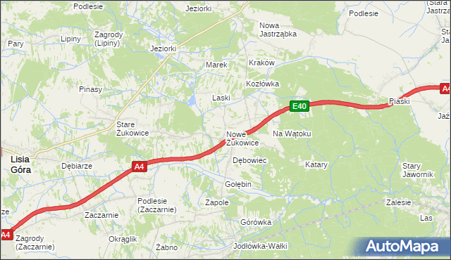 mapa Nowe Żukowice, Nowe Żukowice na mapie Targeo