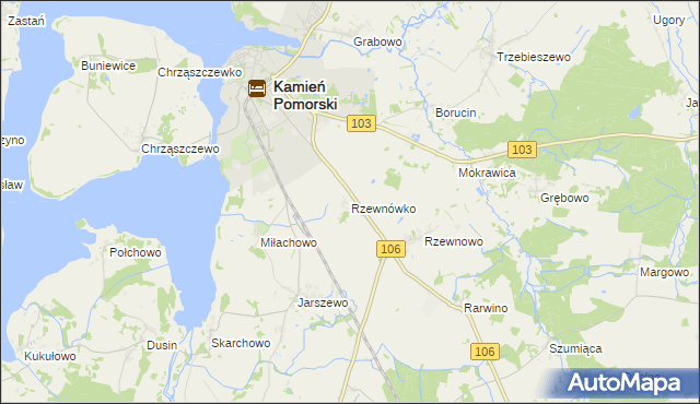mapa Rzewnówko, Rzewnówko na mapie Targeo
