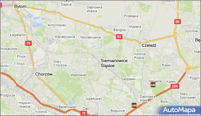 mapa Siemianowice Śląskie, Siemianowice Śląskie na mapie Targeo