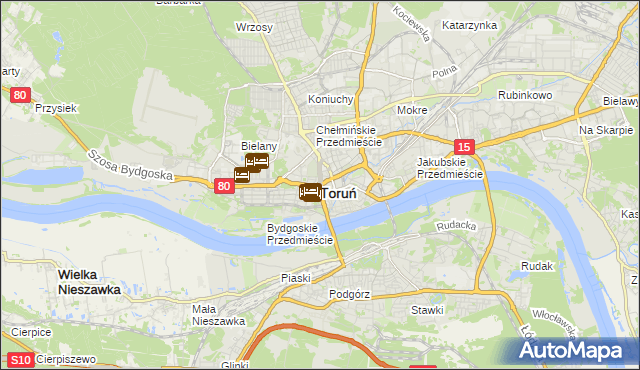 mapa Torunia, Toruń na mapie Targeo