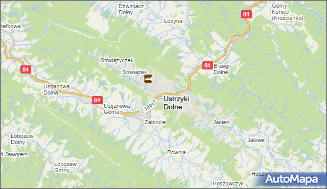 mapa Ustrzyki Dolne, Ustrzyki Dolne na mapie Targeo