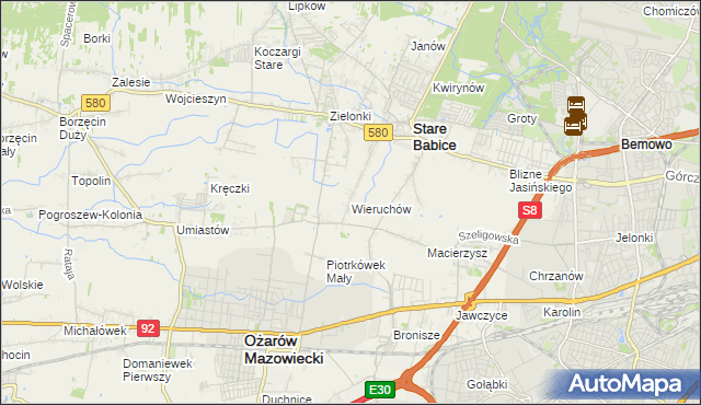 mapa Wieruchów, Wieruchów na mapie Targeo