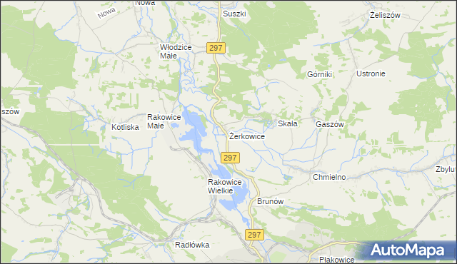 mapa Żerkowice gmina Lwówek Śląski, Żerkowice gmina Lwówek Śląski na mapie Targeo