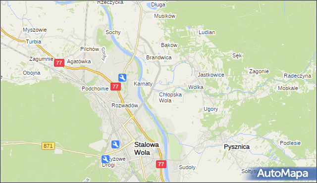 mapa Chłopska Wola, Chłopska Wola na mapie Targeo