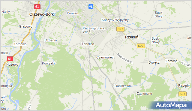 mapa Czarnowiec gmina Rzekuń, Czarnowiec gmina Rzekuń na mapie Targeo