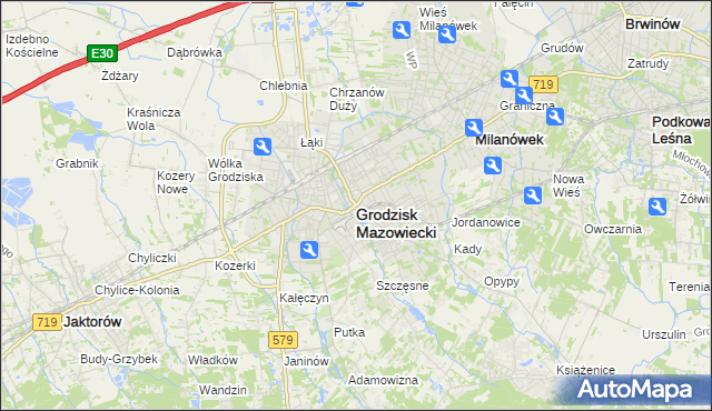 mapa Grodzisk Mazowiecki, Grodzisk Mazowiecki na mapie Targeo