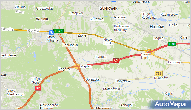 mapa Izabela gmina Wiązowna, Izabela gmina Wiązowna na mapie Targeo