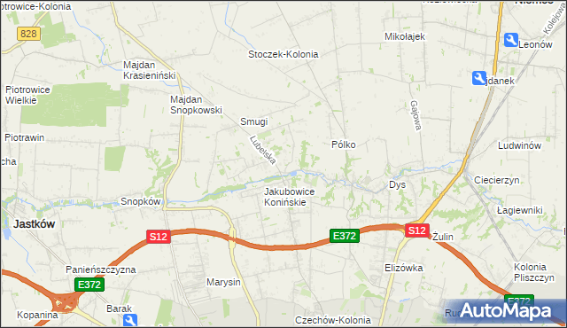mapa Jakubowice Konińskie-Kolonia, Jakubowice Konińskie-Kolonia na mapie Targeo