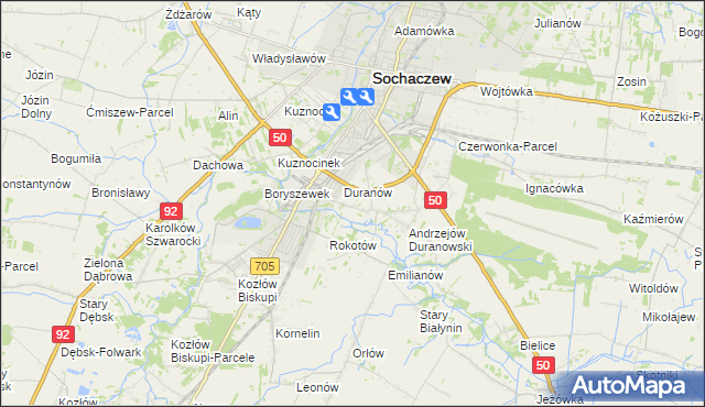 mapa Janówek Duranowski, Janówek Duranowski na mapie Targeo