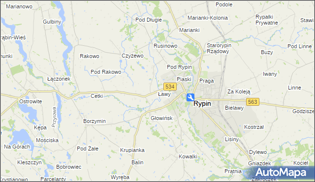 mapa Ławy gmina Rypin, Ławy gmina Rypin na mapie Targeo