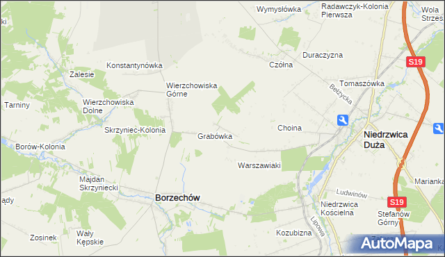 mapa Majdan Borzechowski, Majdan Borzechowski na mapie Targeo