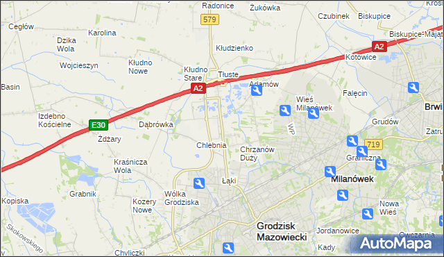 mapa Natolin gmina Grodzisk Mazowiecki, Natolin gmina Grodzisk Mazowiecki na mapie Targeo
