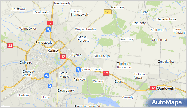 mapa Nędzerzew gmina Opatówek, Nędzerzew gmina Opatówek na mapie Targeo