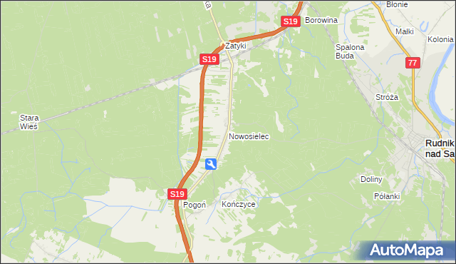 mapa Nowosielec gmina Nisko, Nowosielec gmina Nisko na mapie Targeo