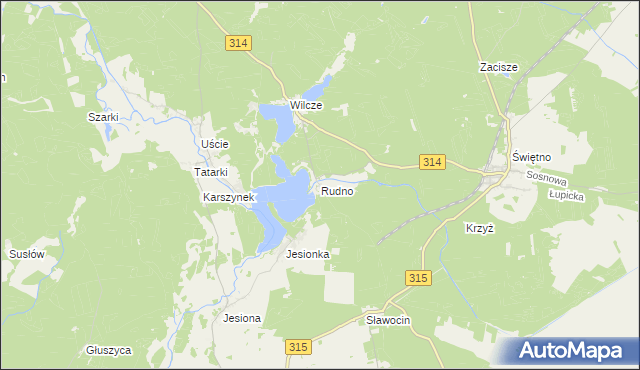 mapa Rudno gmina Wolsztyn, Rudno gmina Wolsztyn na mapie Targeo