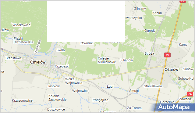 mapa Polesie Mikułowskie, Polesie Mikułowskie na mapie Targeo