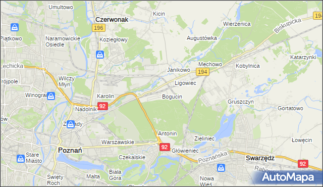 mapa Bogucin gmina Swarzędz, Bogucin gmina Swarzędz na mapie Targeo
