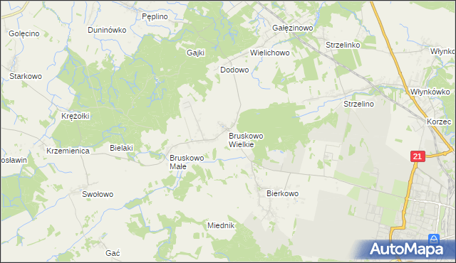 mapa Bruskowo Wielkie, Bruskowo Wielkie na mapie Targeo