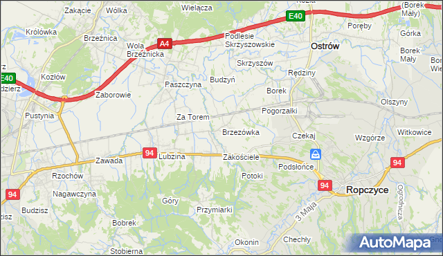 mapa Brzezówka gmina Ropczyce, Brzezówka gmina Ropczyce na mapie Targeo