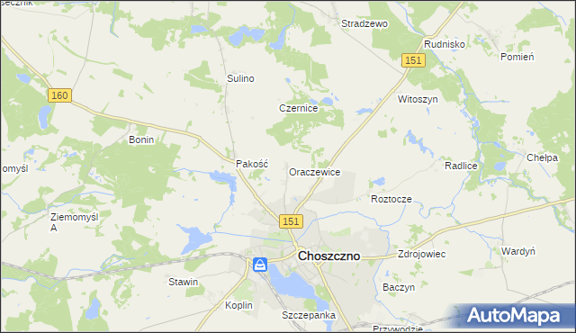 mapa Oraczewice, Oraczewice na mapie Targeo