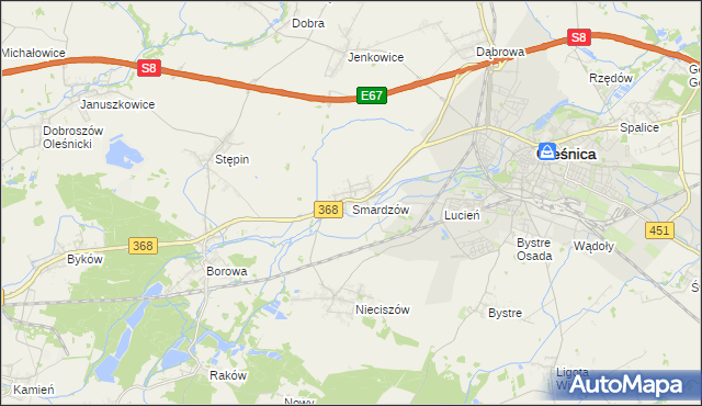 mapa Smardzów gmina Oleśnica, Smardzów gmina Oleśnica na mapie Targeo