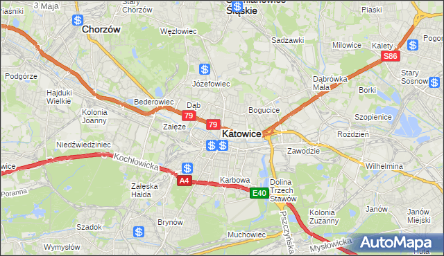 mapa Katowic, Katowice na mapie Targeo