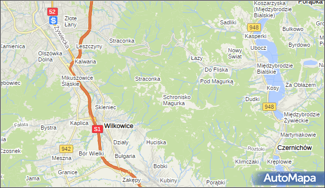 mapa Schronisko Magurka, Schronisko Magurka na mapie Targeo