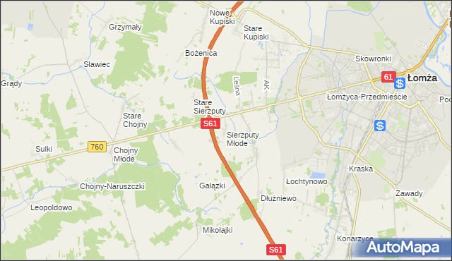 mapa Sierzputy Młode, Sierzputy Młode na mapie Targeo