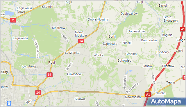 mapa Wódka gmina Nowosolna, Wódka gmina Nowosolna na mapie Targeo