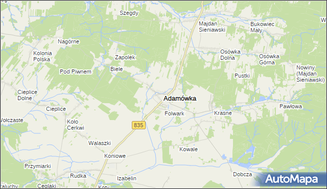 mapa Adamówka powiat przeworski, Adamówka powiat przeworski na mapie Targeo