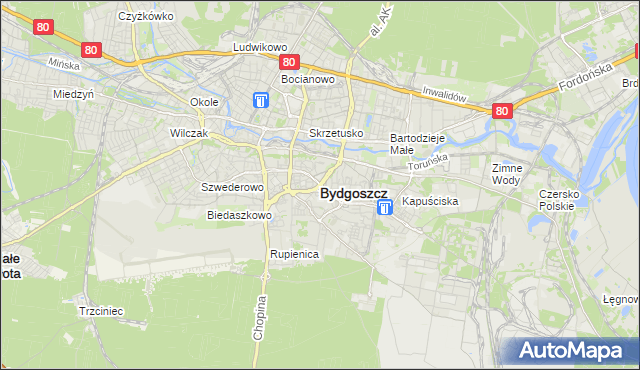 mapa Bydgoszczy, Bydgoszcz na mapie Targeo