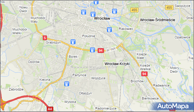 mapa Gaj gmina Wrocław, Gaj gmina Wrocław na mapie Targeo