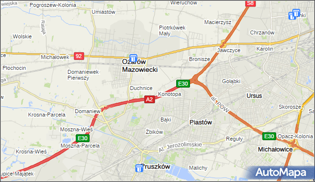 mapa Konotopa gmina Ożarów Mazowiecki, Konotopa gmina Ożarów Mazowiecki na mapie Targeo