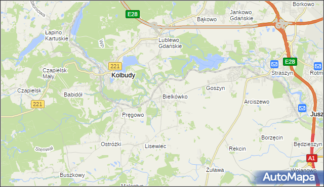 mapa Bielkówko, Bielkówko na mapie Targeo