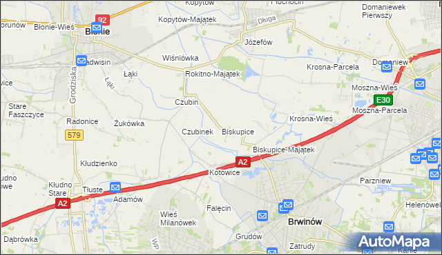 mapa Biskupice gmina Brwinów, Biskupice gmina Brwinów na mapie Targeo
