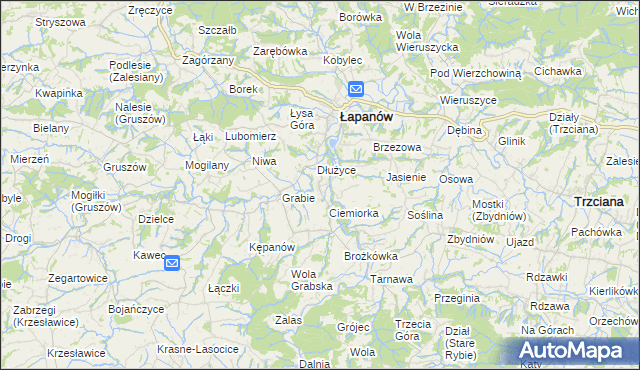 mapa Boczów gmina Łapanów, Boczów gmina Łapanów na mapie Targeo