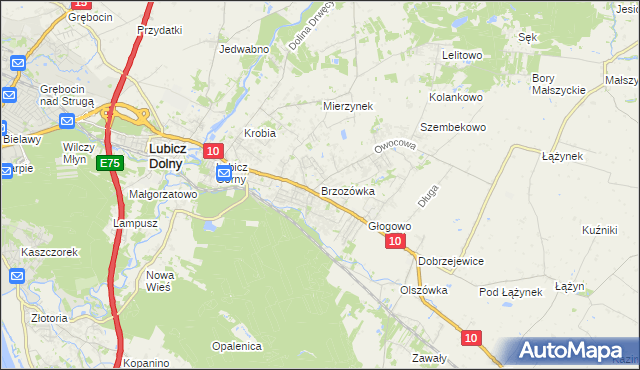 mapa Brzozówka gmina Obrowo, Brzozówka gmina Obrowo na mapie Targeo