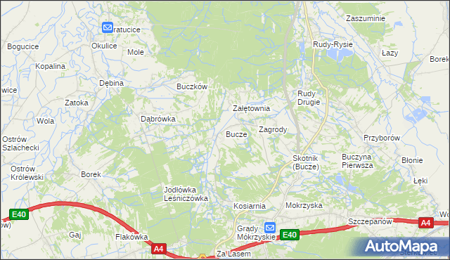 mapa Bucze gmina Brzesko, Bucze gmina Brzesko na mapie Targeo