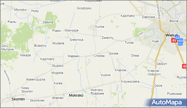 mapa Chotów gmina Mokrsko, Chotów gmina Mokrsko na mapie Targeo