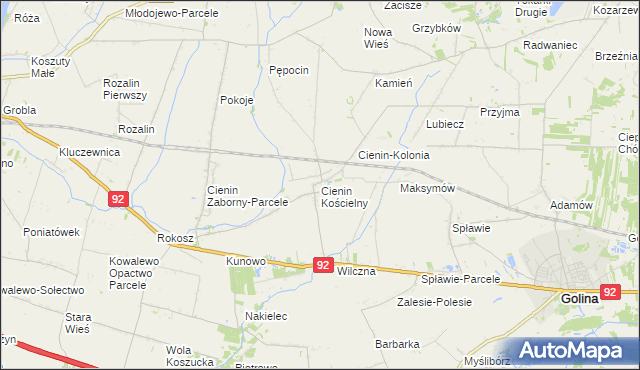 mapa Cienin Kościelny, Cienin Kościelny na mapie Targeo