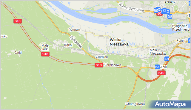 mapa Cierpice gmina Wielka Nieszawka, Cierpice gmina Wielka Nieszawka na mapie Targeo
