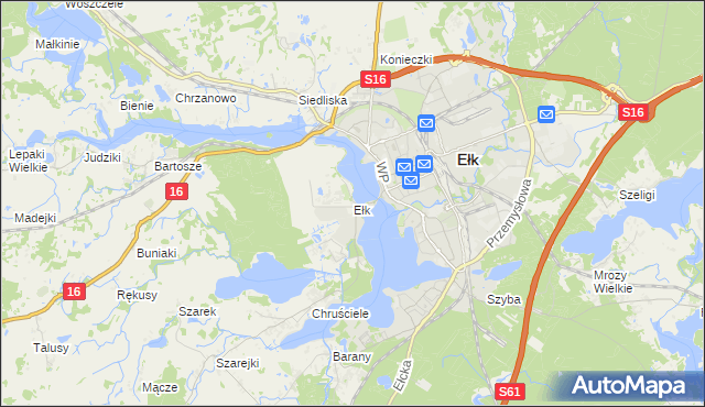 mapa Ełk powiat ełcki, Ełk powiat ełcki na mapie Targeo