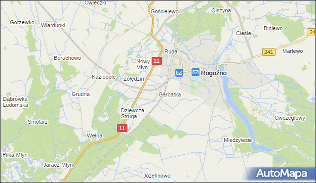 mapa Garbatka gmina Rogoźno, Garbatka gmina Rogoźno na mapie Targeo