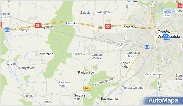 mapa Gorzyce Wielkie, Gorzyce Wielkie na mapie Targeo
