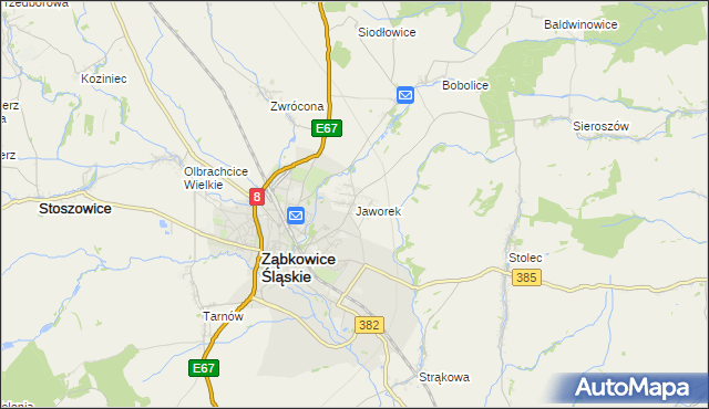 mapa Jaworek gmina Ząbkowice Śląskie, Jaworek gmina Ząbkowice Śląskie na mapie Targeo