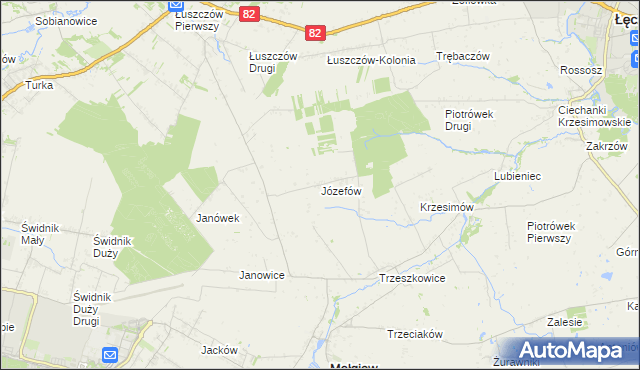 mapa Józefów gmina Mełgiew, Józefów gmina Mełgiew na mapie Targeo